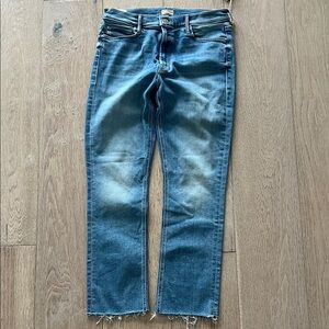 MOTHER Blue Distressed Jeans